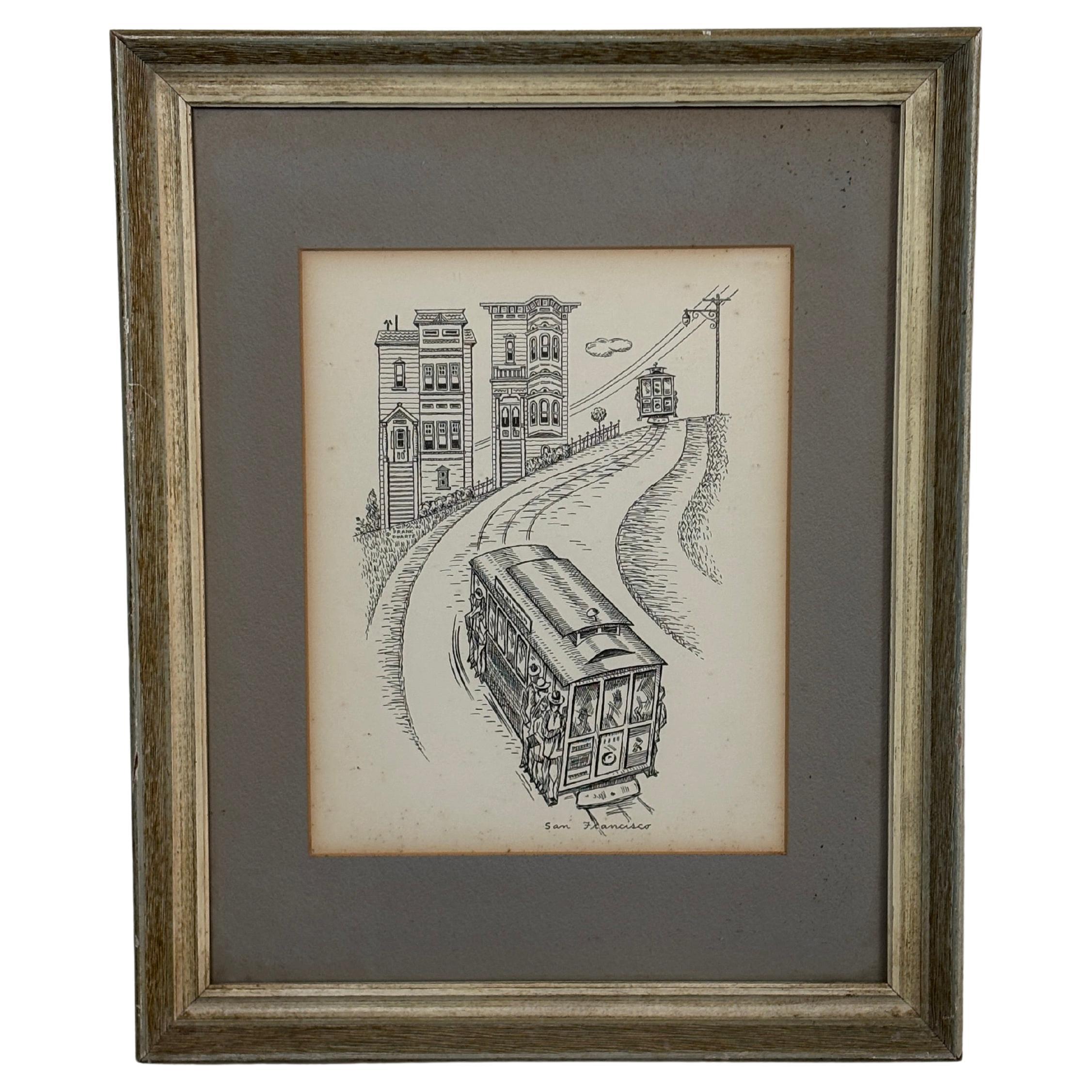 Dibujo del tranvía "San Fransisco" de Frank Duarte en venta