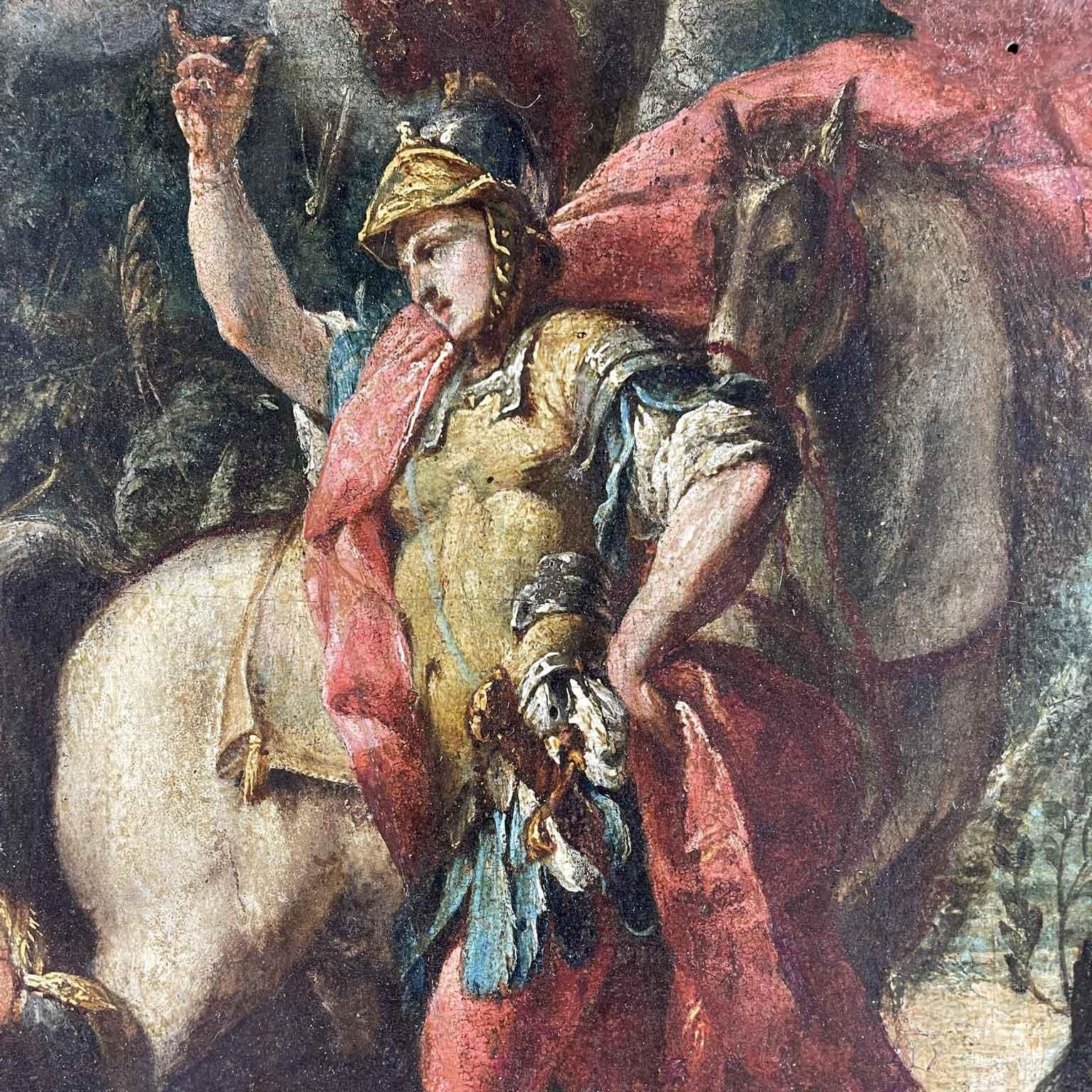 Baroque San Giorgio e Il Drago Scuola Italiana Inizi 1700 Dipinto a Olio Su Rovere