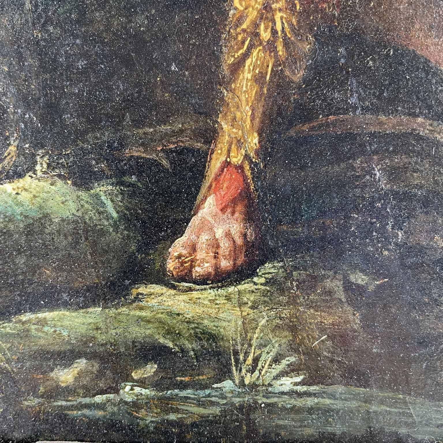 18th Century San Giorgio e Il Drago Scuola Italiana Inizi 1700 Dipinto a Olio Su Rovere