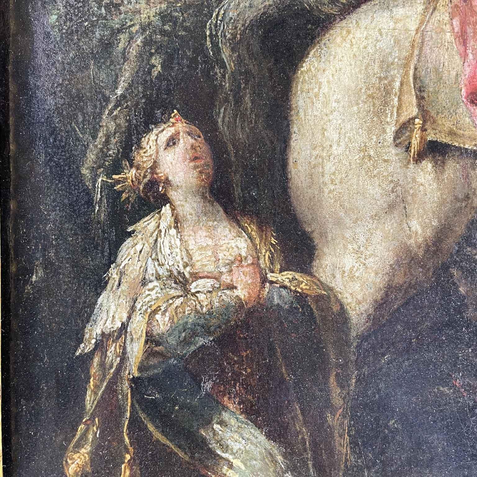 San Giorgio e Il Drago Scuola Italiana Inizi 1700 Dipinto a Olio Su Rovere 1