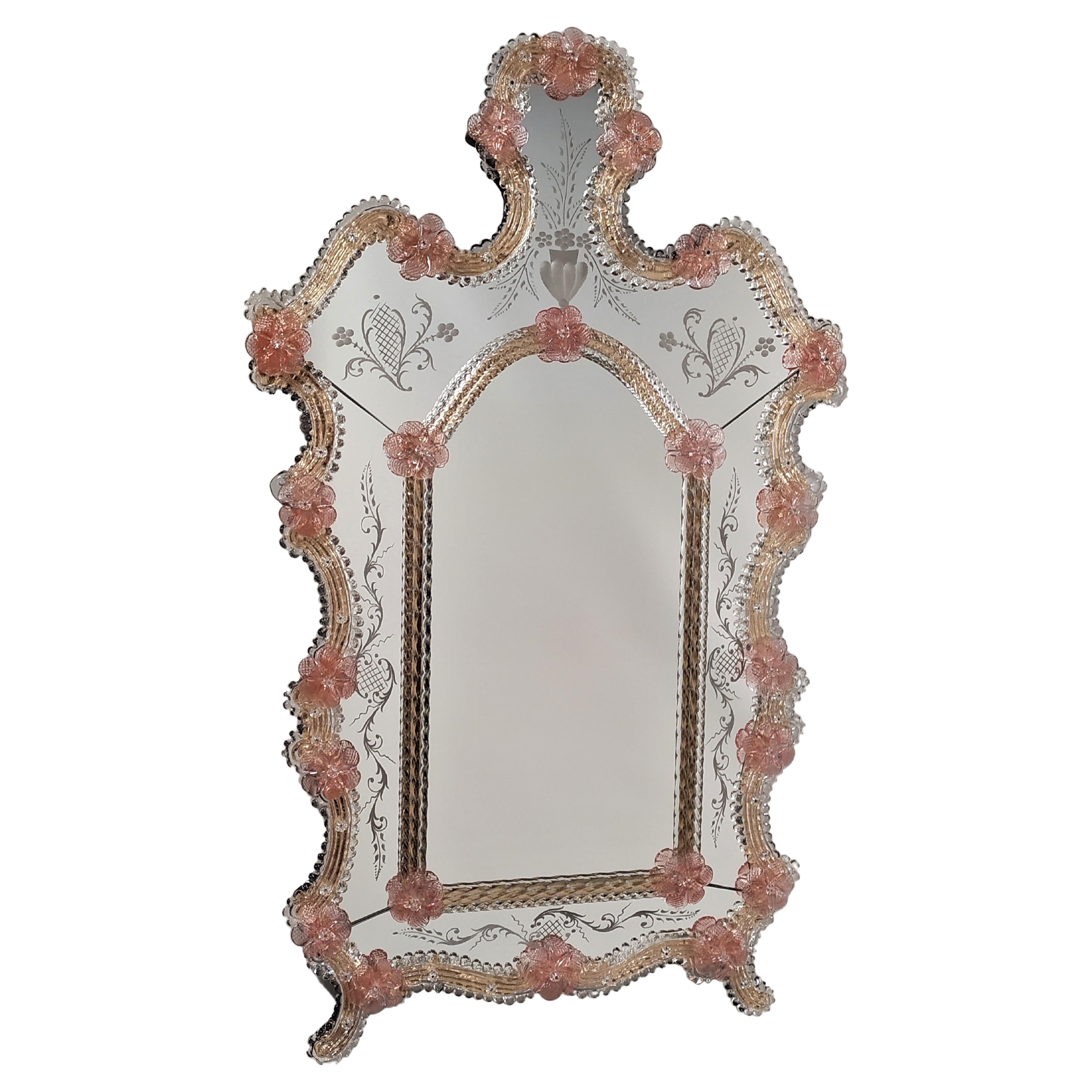 "San Giorgio" Murano Glass Mirror in Venetian Style by Fratelli Tosi