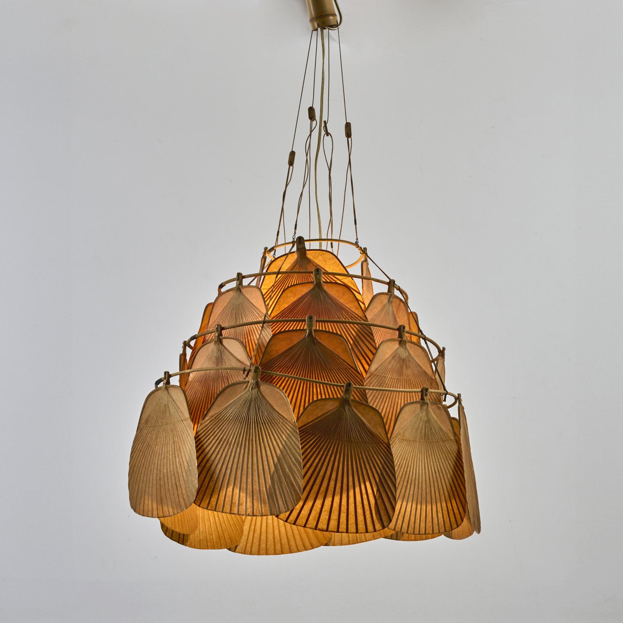 San-Ju ceiling light from the Uchiwa series by Ingo Maurer for Design M In Good Condition For Sale In Melbourne, VIC