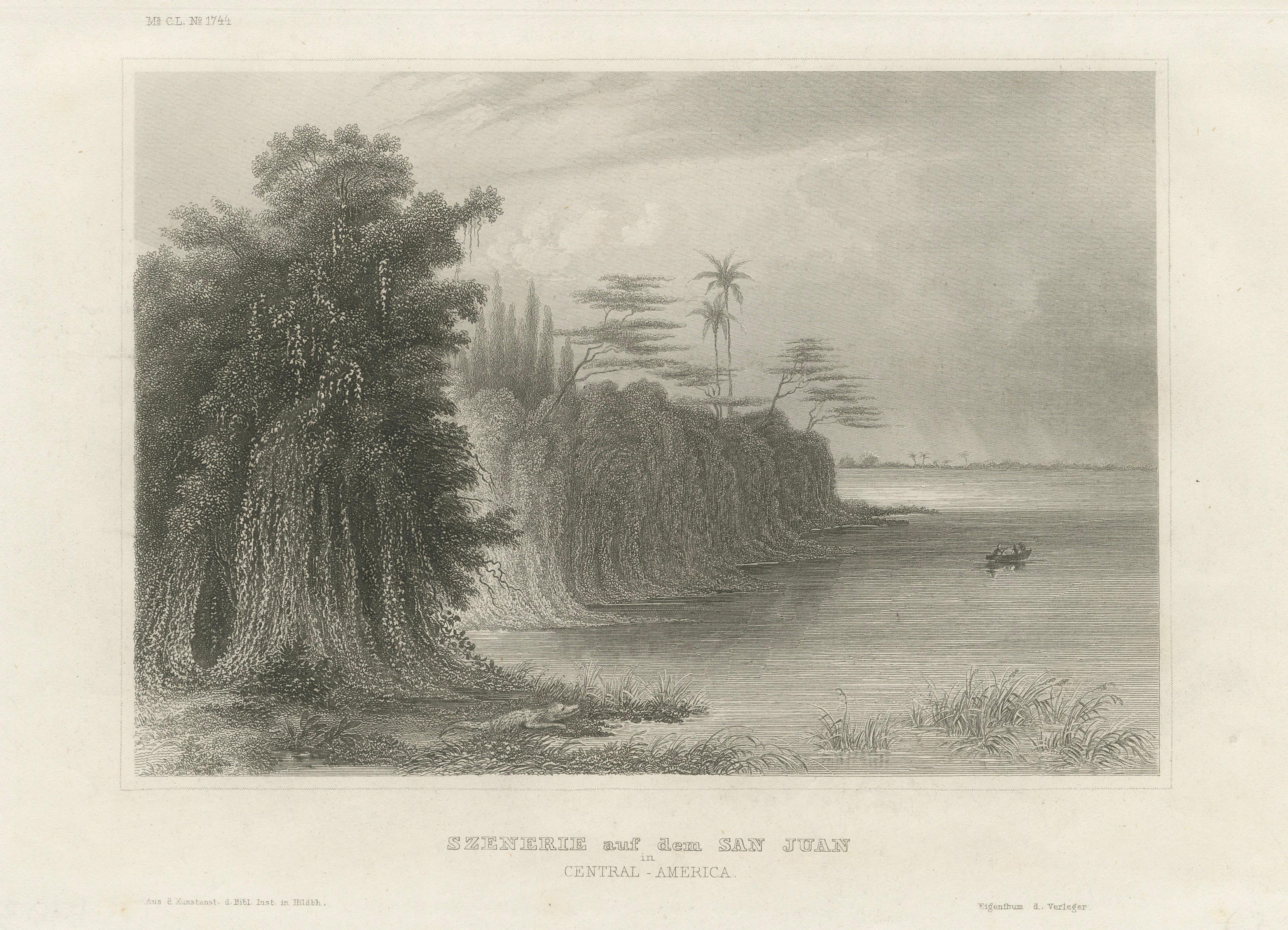 San Juan River, Central America – Antique Tropical Landscape Engraving, ca.1850