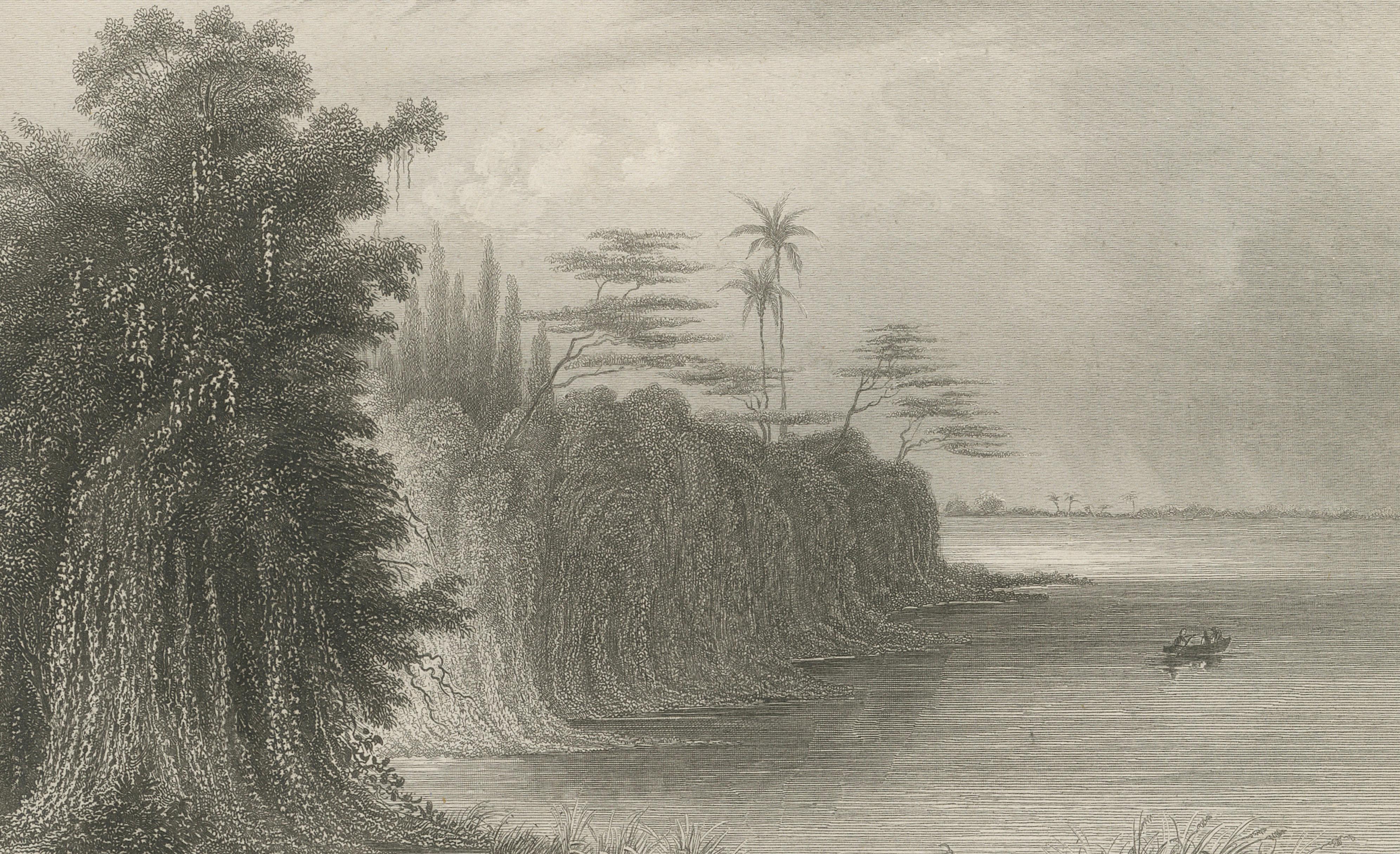 San Juan River, Central America – Antique Tropical Landscape Engraving, ca.1850