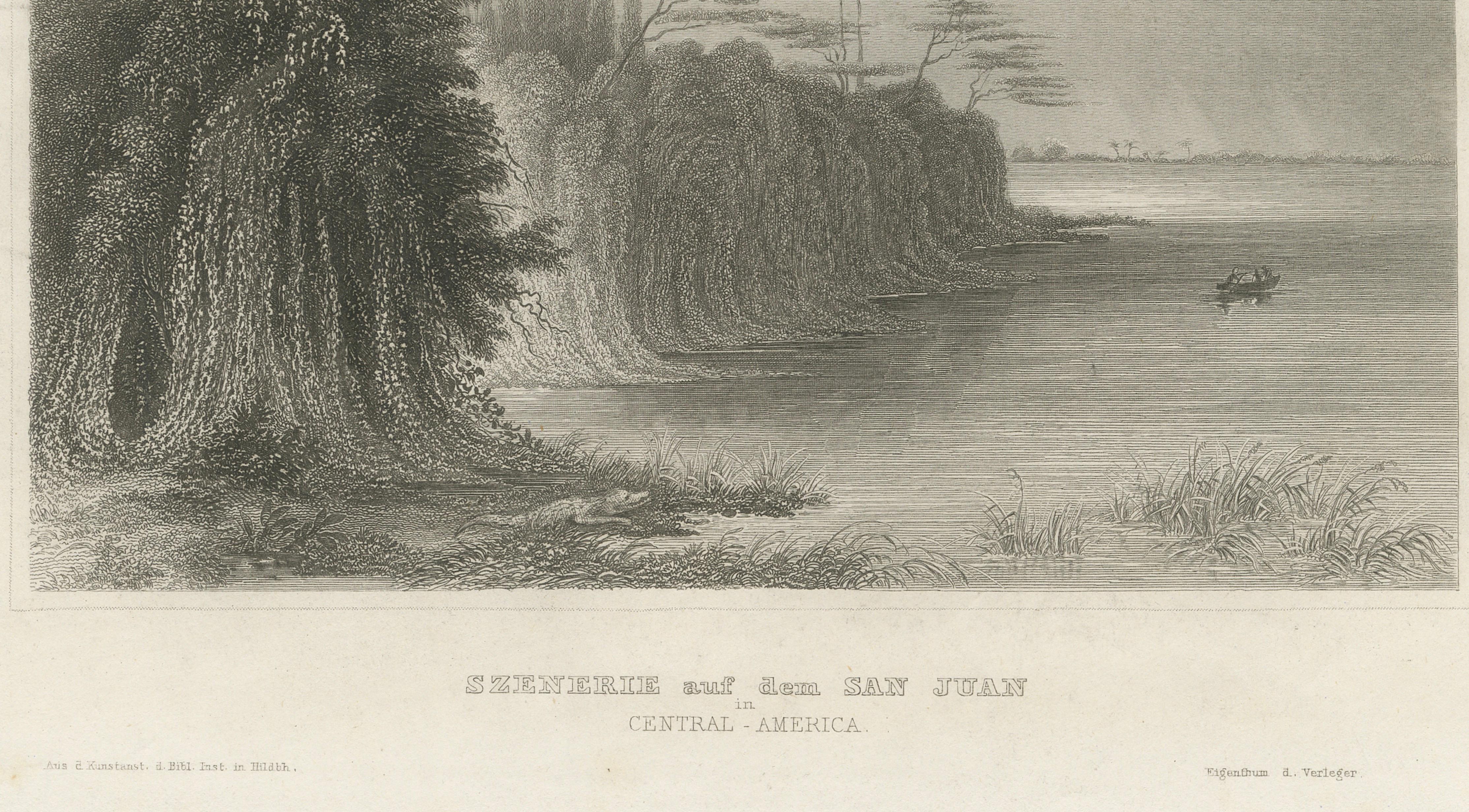 San Juan River, Central America – Antique Tropical Landscape Engraving, ca.1850