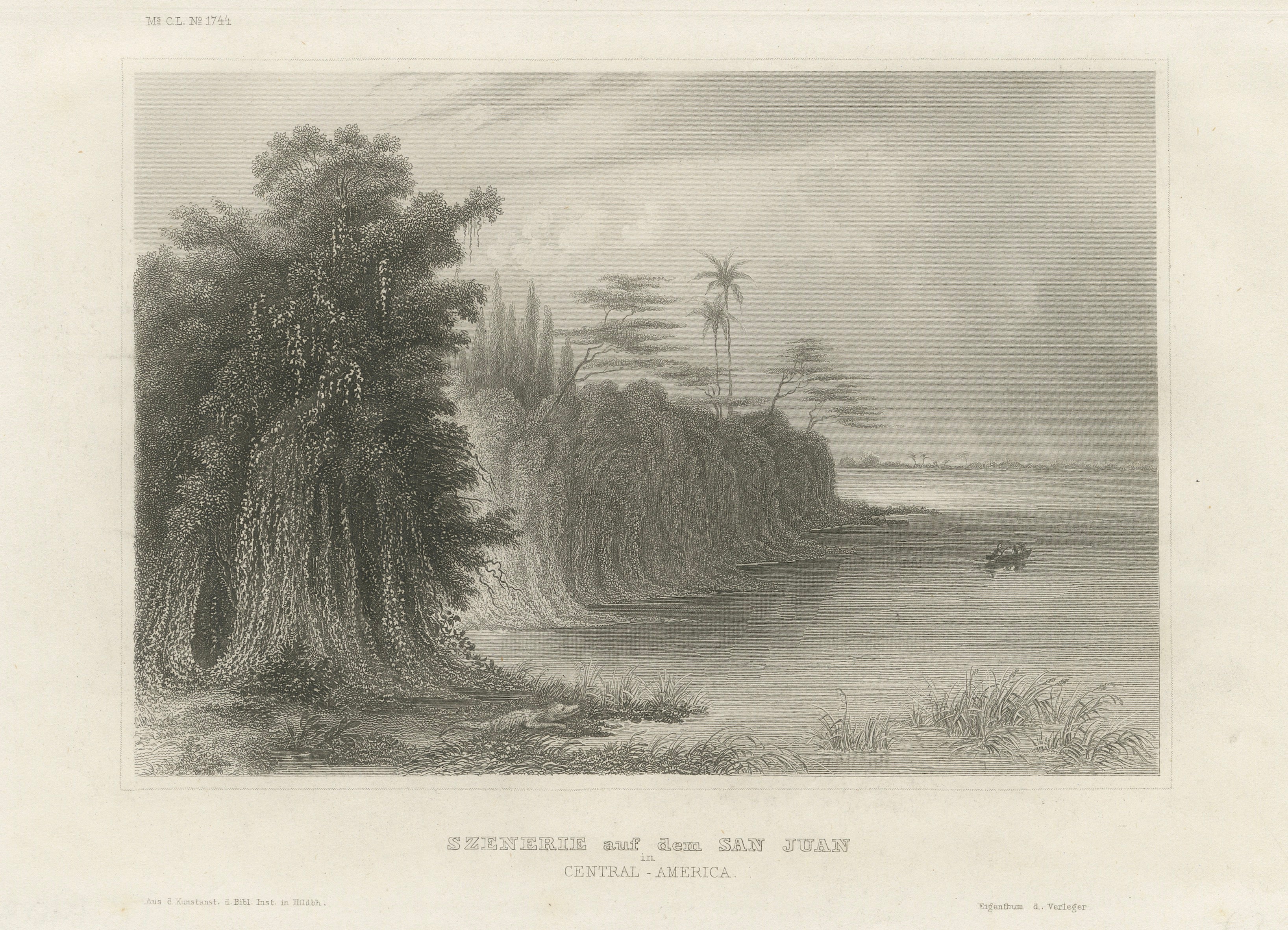San Juan River, Central America – Antique Tropical Landscape Engraving, ca.1850
