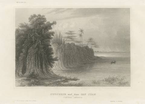 San Juan River, Central America – Antique Tropical Landscape Engraving, ca.1850