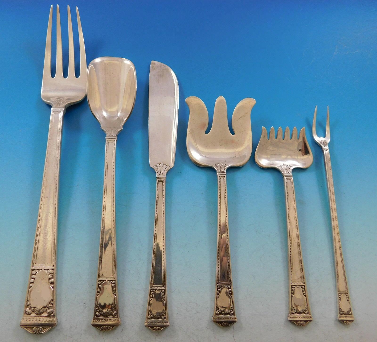 San Lorenzo, Tiffany & Co. Sterling Silver Flatware Set 340 Pcs in Fitted Chest In Excellent Condition For Sale In Big Bend, WI