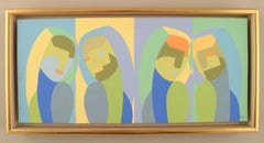 San Lundberg, Artista svedese, Olio su tavola, Volti femminili, Ca. 2000