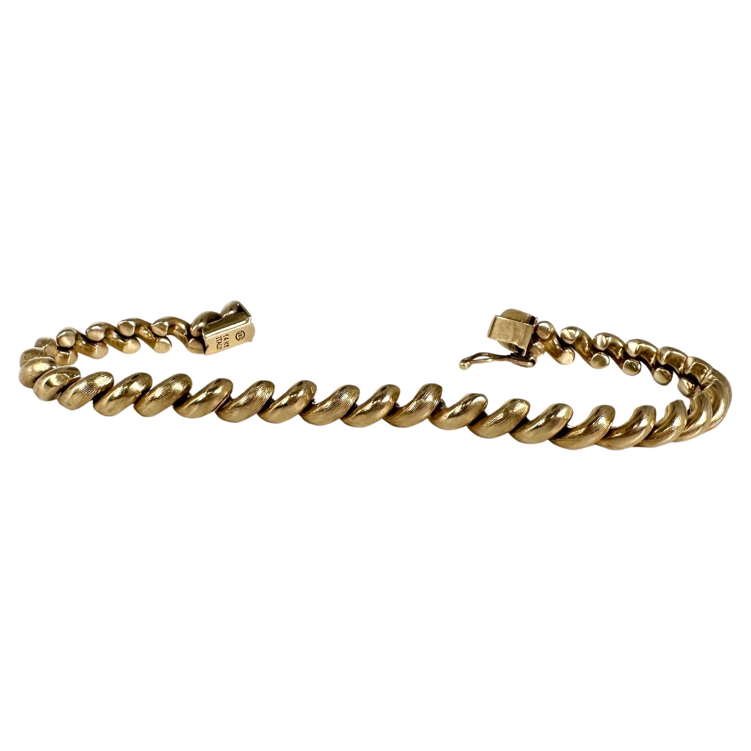 San Marco chain link bracelet solid 14KT gold 7" For Sale at 1stDibs