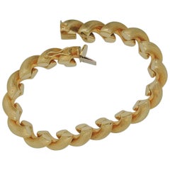 San Marco Fancy Brushed Link Ladies "Macaroni" Bracelet Yellow Gold