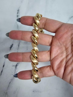 San Marco Gold Link Chain Bracelet with Mixed Finish 14k Yellow Gold