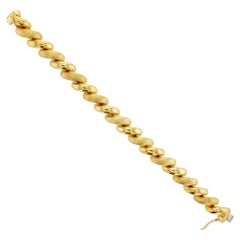 Retro San Marco Gold Link Chain Bracelet with Mixed Finish 14k Yellow Gold
