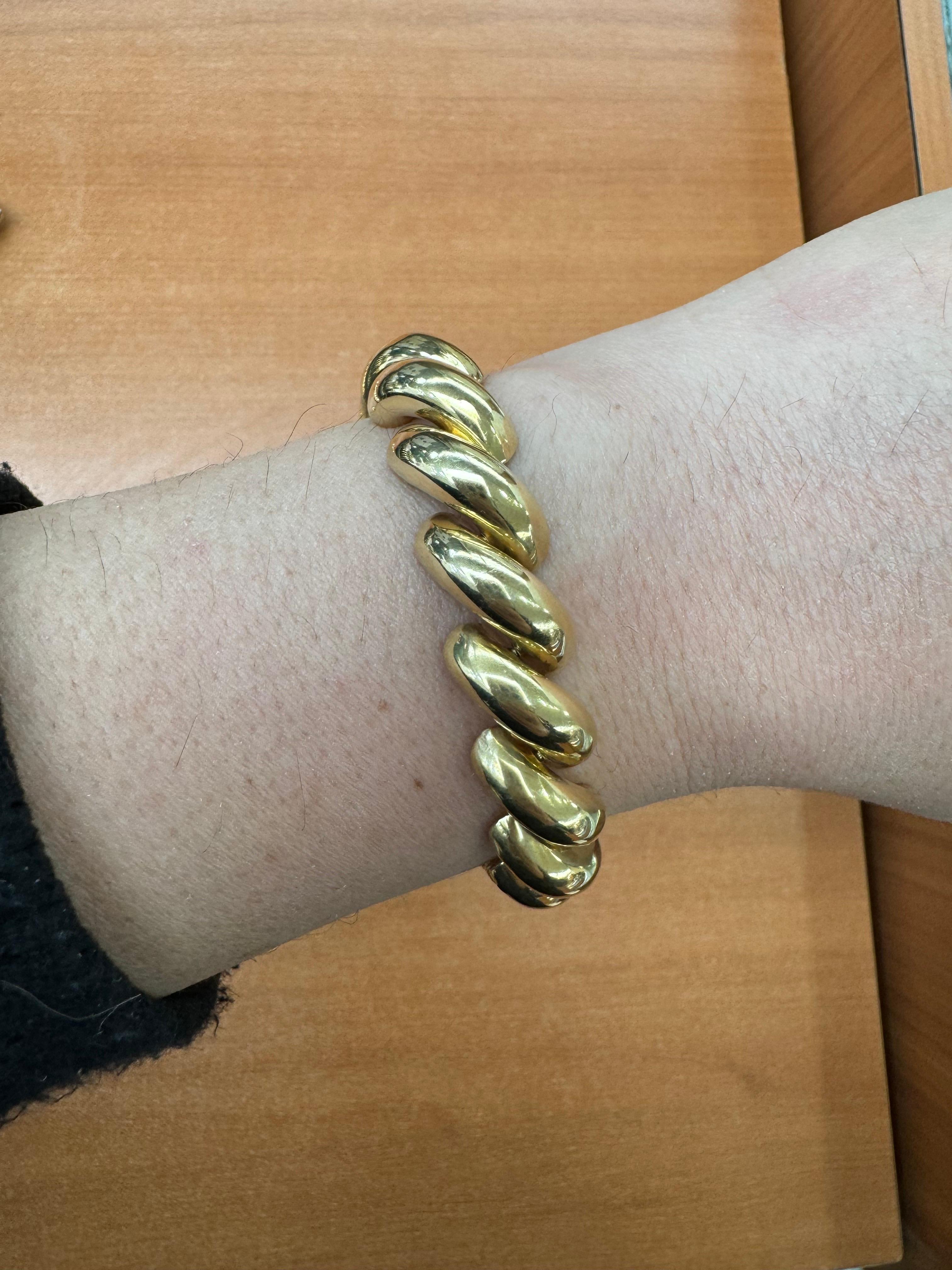 San Marco High Polish Link Bracelet 14 Karat Yellow Gold 25.1 Grams Medium Size In Excellent Condition For Sale In New York, NY