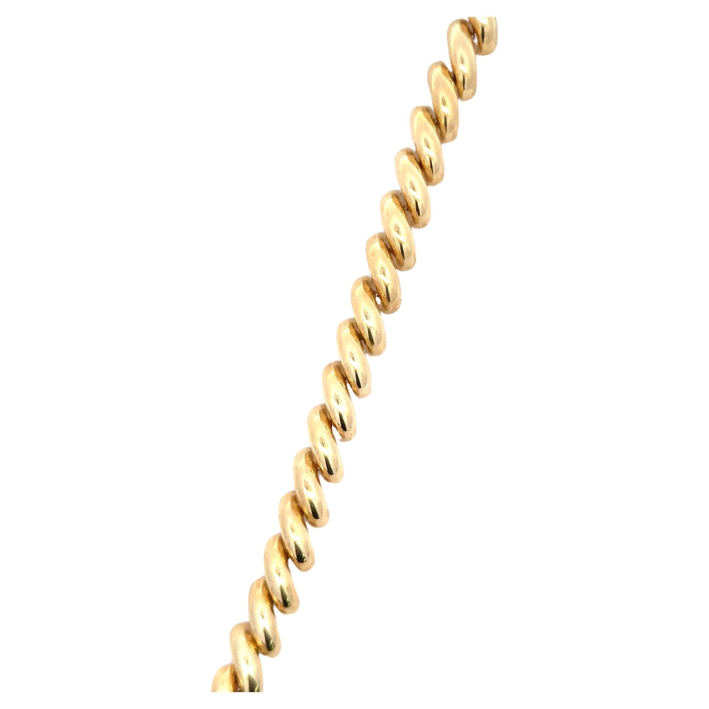 San Marco High Polish Link Bracelet 14 Karat Yellow Gold 25.1 Grams Medium Size For Sale 1
