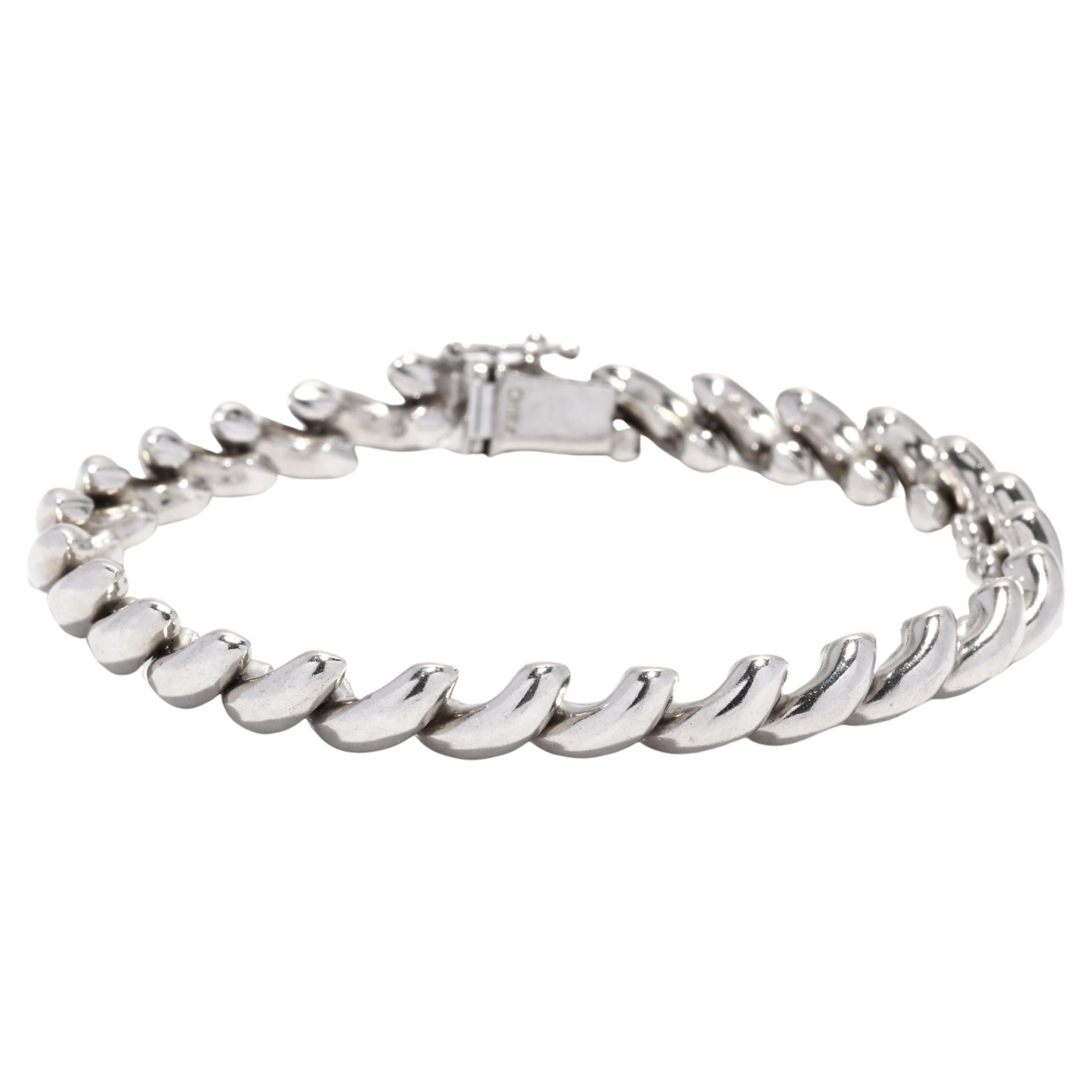 San MarCo Link Bracelet, Sterling Silver, Chain Link Bracelet For Sale