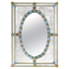 San Marco Mirror With Amber And Blue Flowers