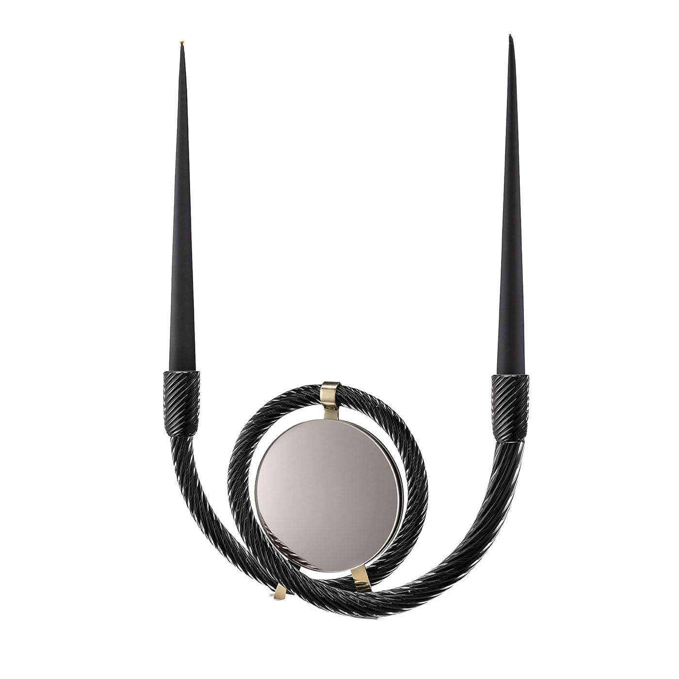 San Marco Spiegelnde schwarze Gondel Murano Glas Kerzenhalter im Angebot 1