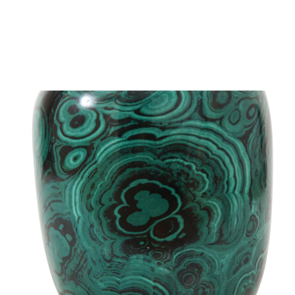 San Marco Vase, Porcelain, Faux Malachite, Green, Black, Signed 3