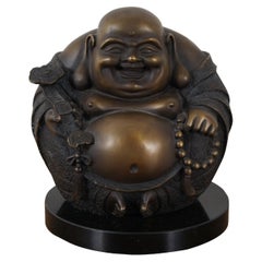 San Pacific Intl SPI Bronze Marble Laughing Buddha Hotei Figurine Statue 9"