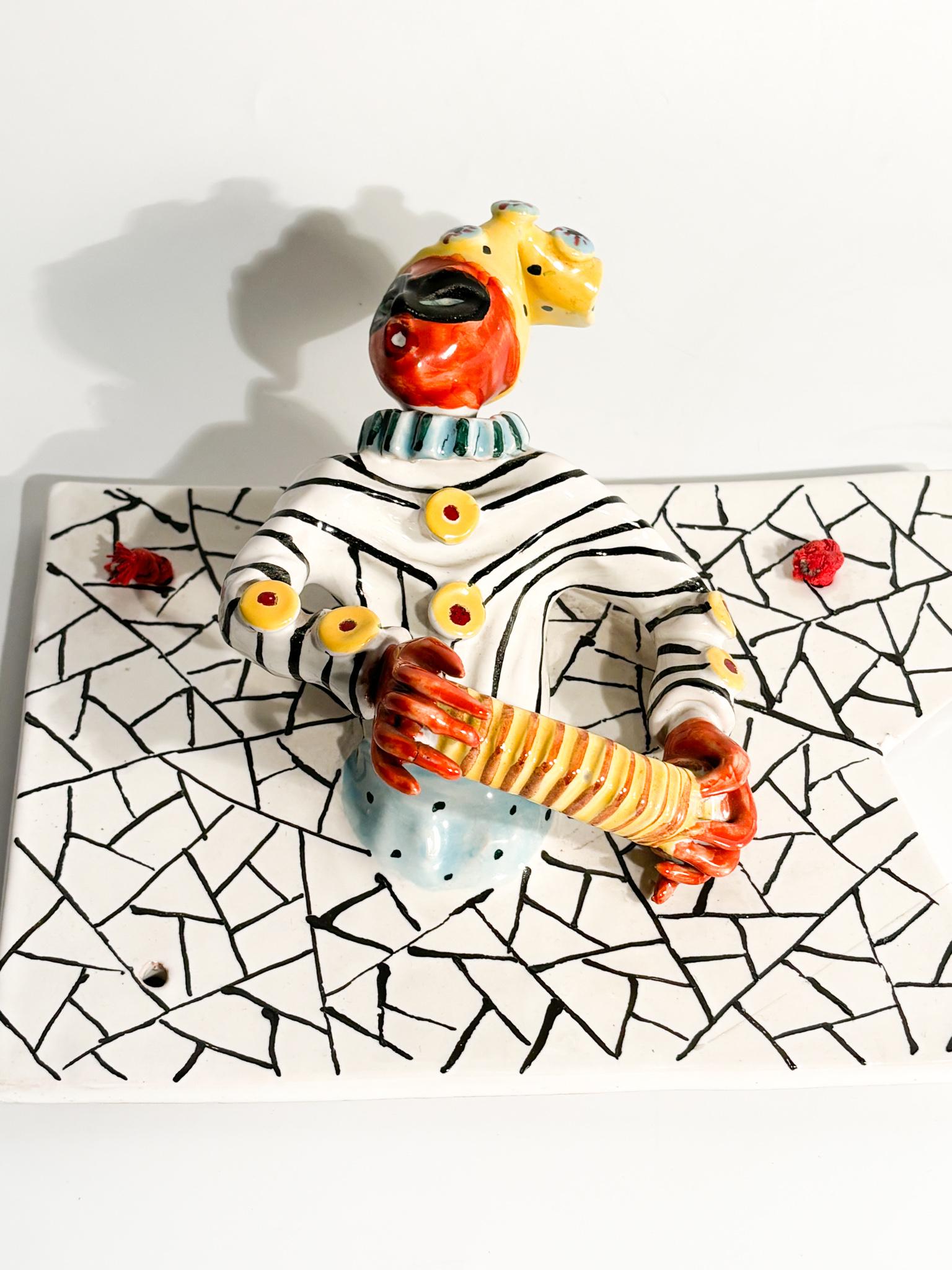 Italiano Piatto appendiabiti in ceramica di San Polo di Otello Pink degli anni '50 in vendita