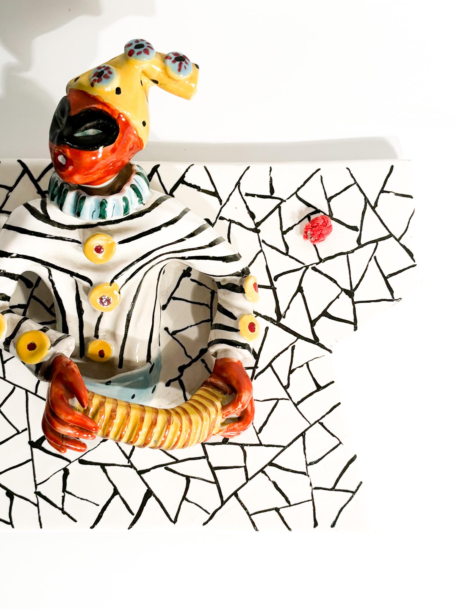 Metà XX secolo Piatto appendiabiti in ceramica di San Polo di Otello Pink degli anni '50 in vendita