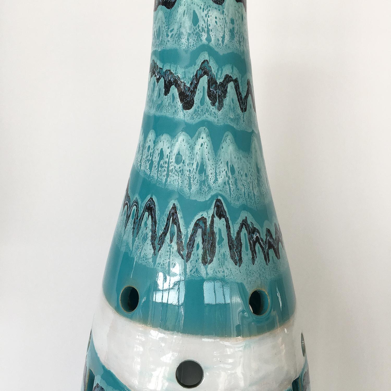 San Polo Italienische Pendelleuchte aus blauer Keramik 5