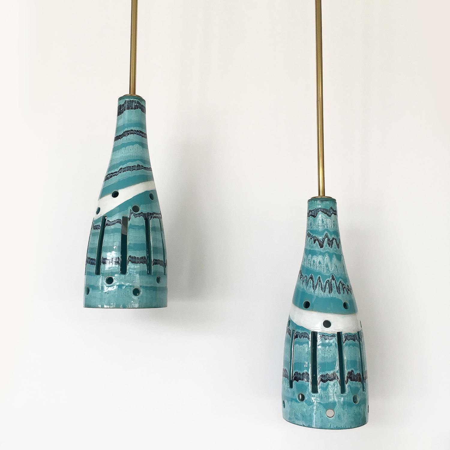 blue ceramic pendant light
