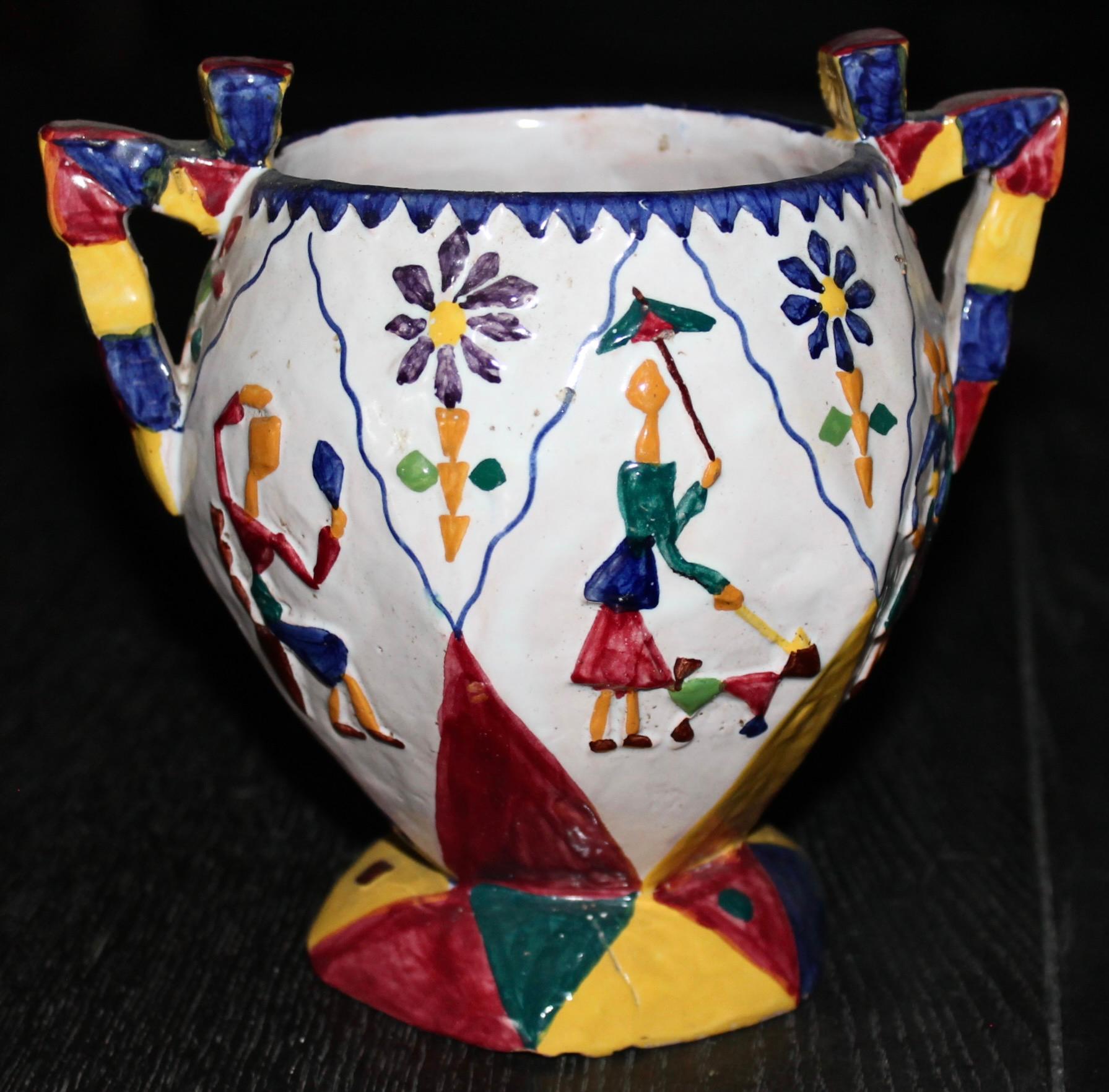 Art Déco Vaso astratto con figure di San Polo Venezia in vendita