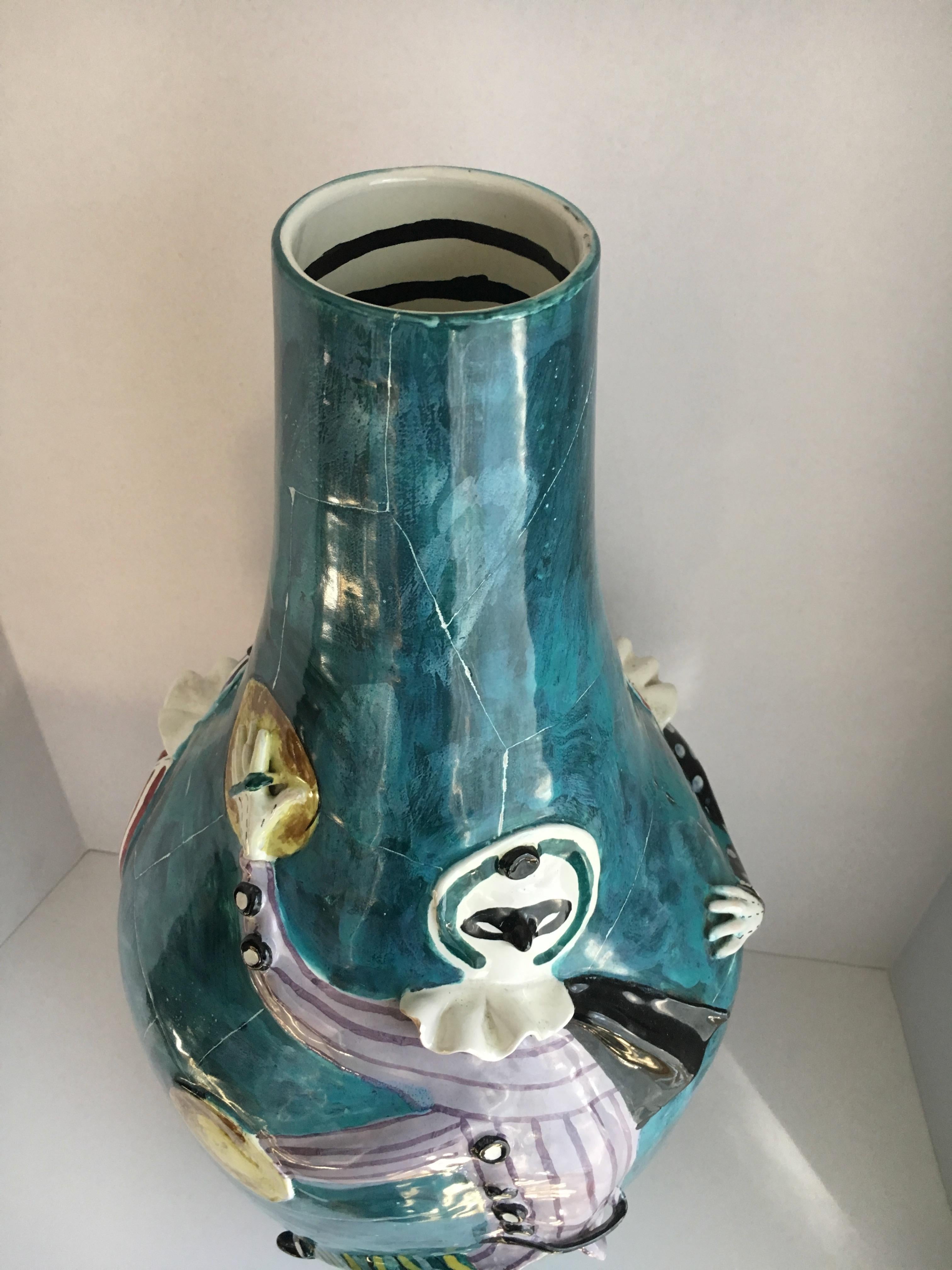 San Polo Venezia Italian Harlequin Ceramic Vase For Sale 1