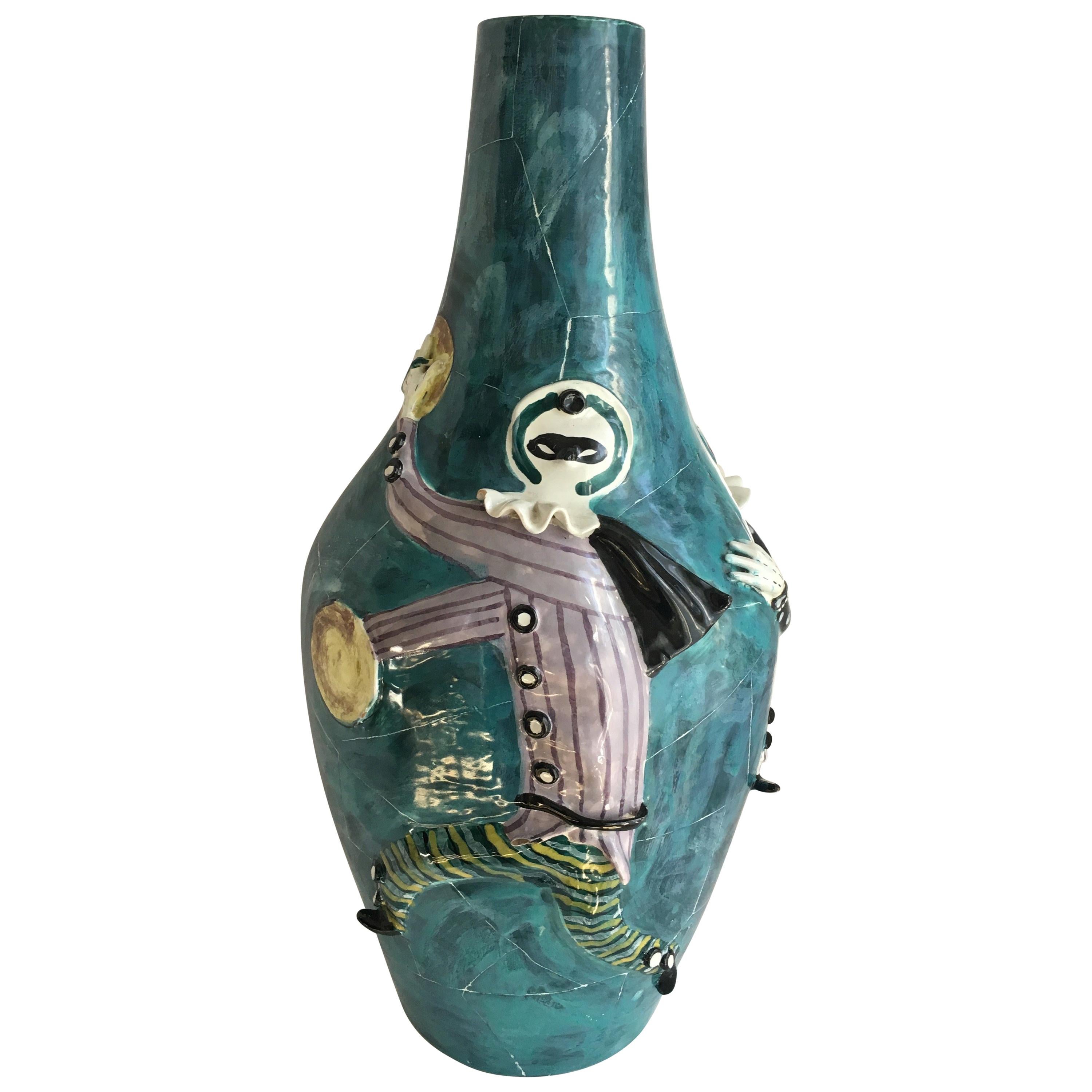 San Polo Venezia Italian Harlequin Ceramic Vase For Sale