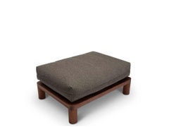 Lawson-Fenning San Rafael Ottoman, Linen & Solid Walnut, Modern Foot Stool