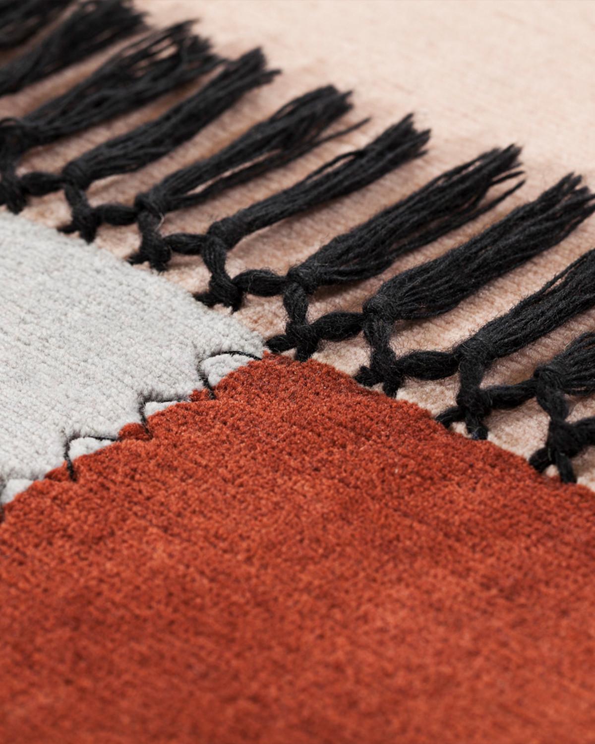 Contemporary San Siro Terrazze Rectangular Rug in Hand-Knotted Wool with Fringe by Mohebban For Sale