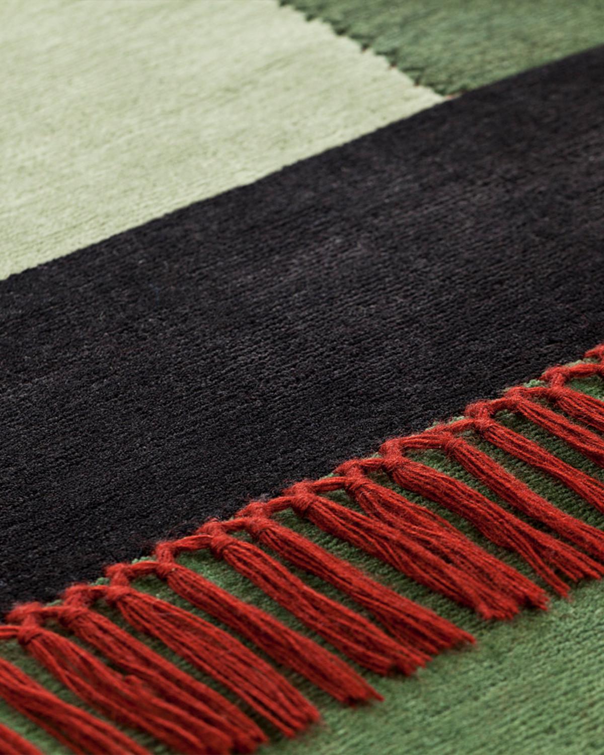 San Siro Terrazze Rectangular Rug in Hand-Knotted Wool with Fringe by Mohebban For Sale 1