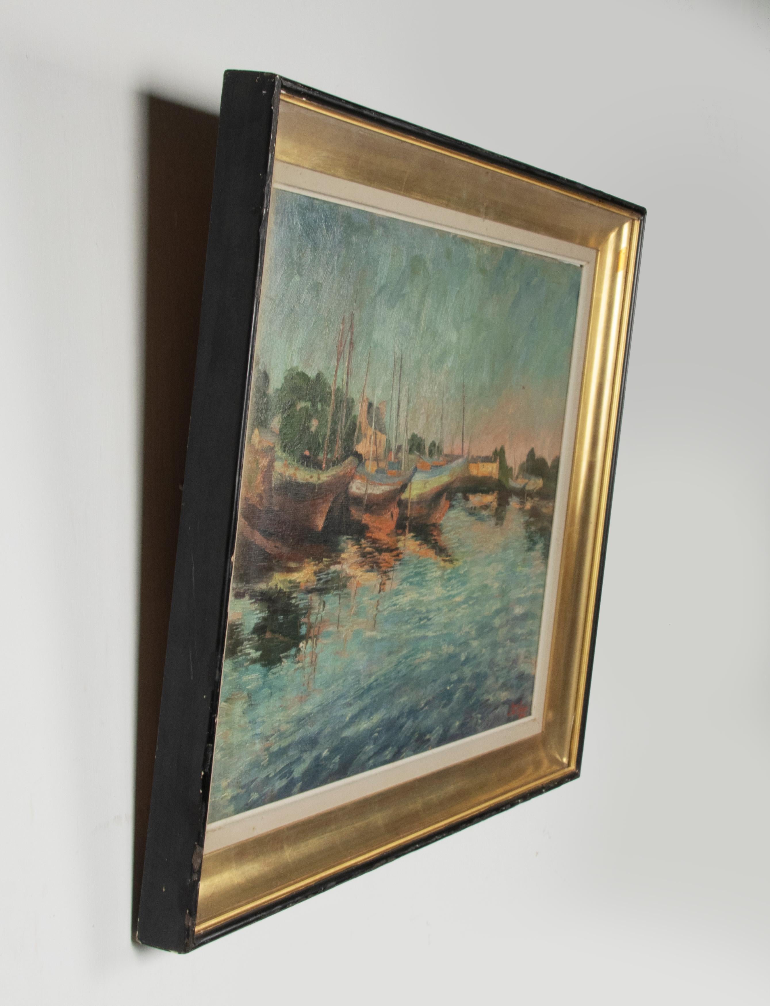 San-Stefano Paul Ro de, Oil Painting Boats Concarneau Bretagne For Sale 4