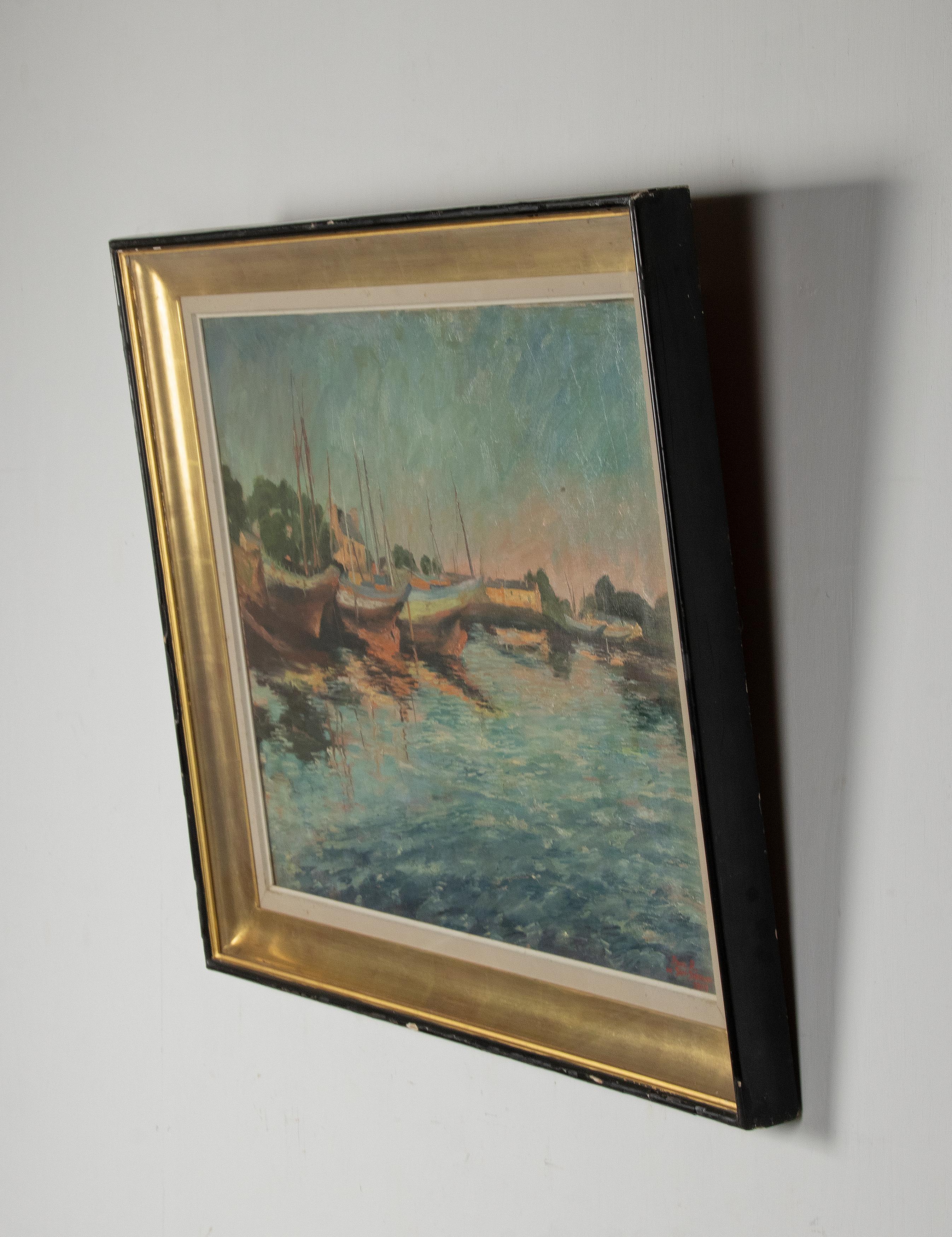 San-Stefano Paul Ro de, Oil Painting Boats Concarneau Bretagne In Good Condition For Sale In Casteren, Noord-Brabant