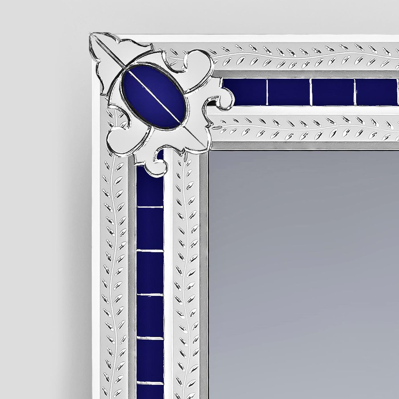 Italian San Toma Blue Contemporay Murano Glass Mirror For Sale