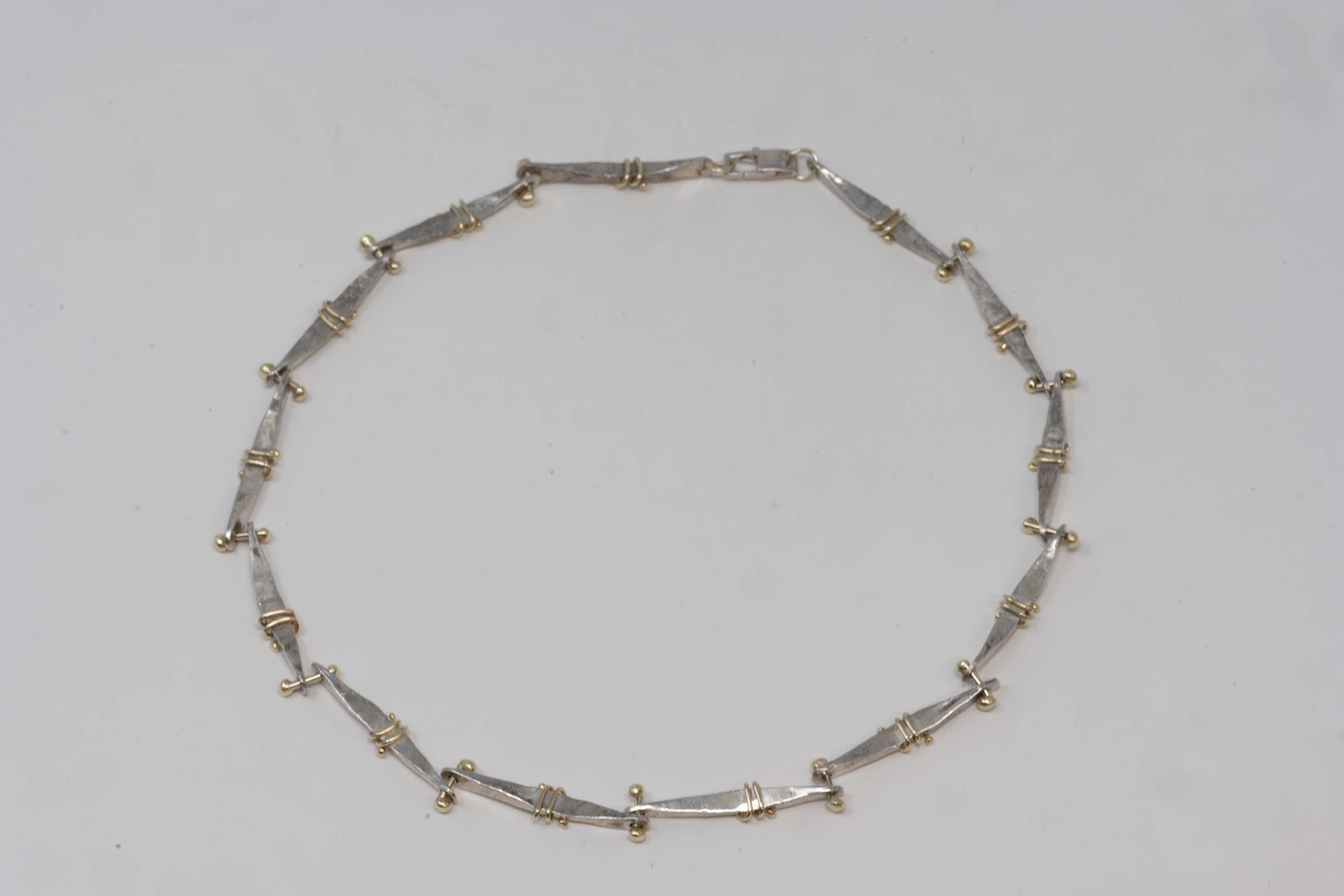 Sana Doumet Twirly Bone Necklace Set Silver & 18k Gold In Good Condition For Sale In Montreal, QC