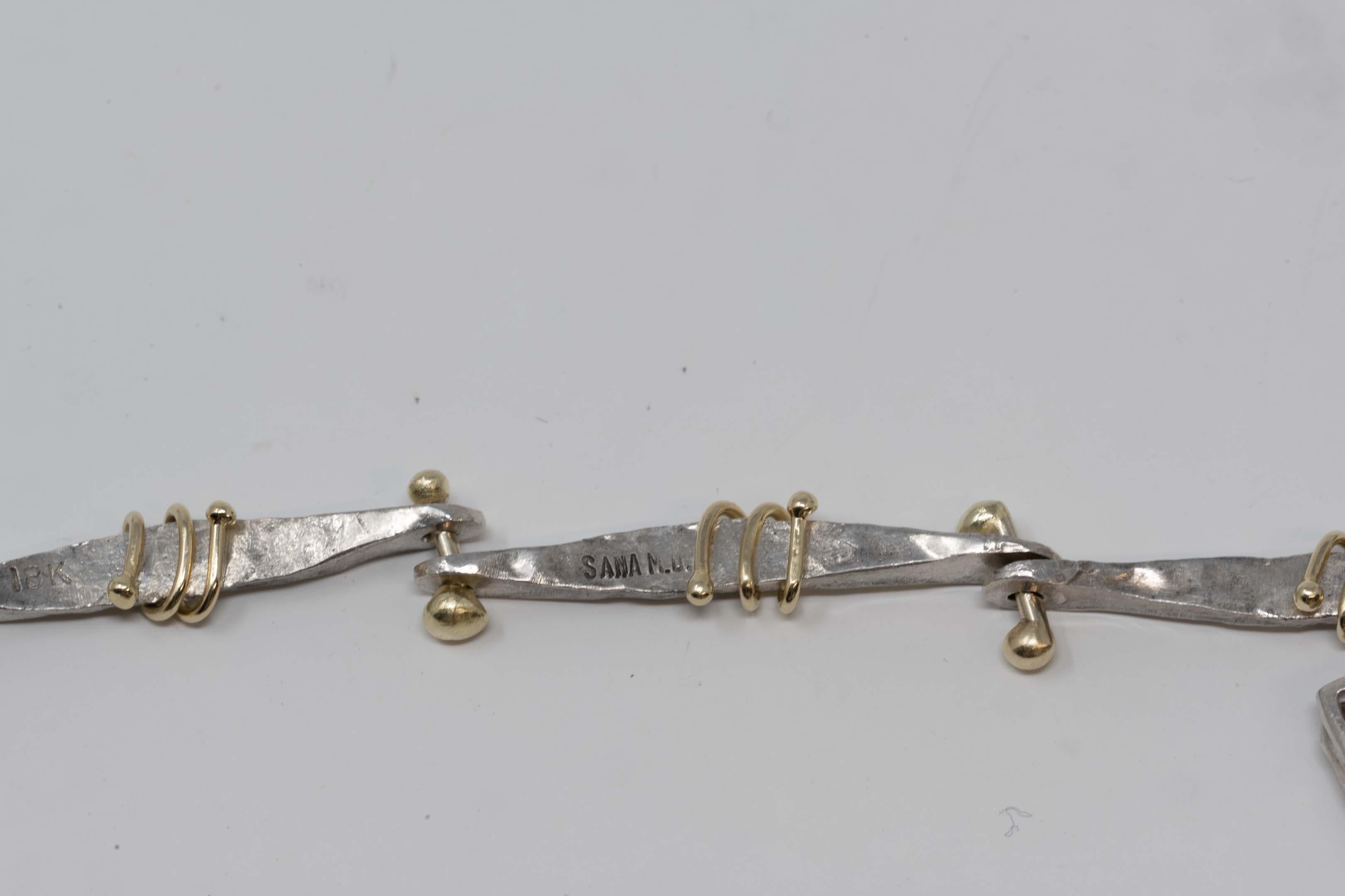 Women's Sana Doumet Twirly Bone Necklace Set Silver & 18k Gold For Sale