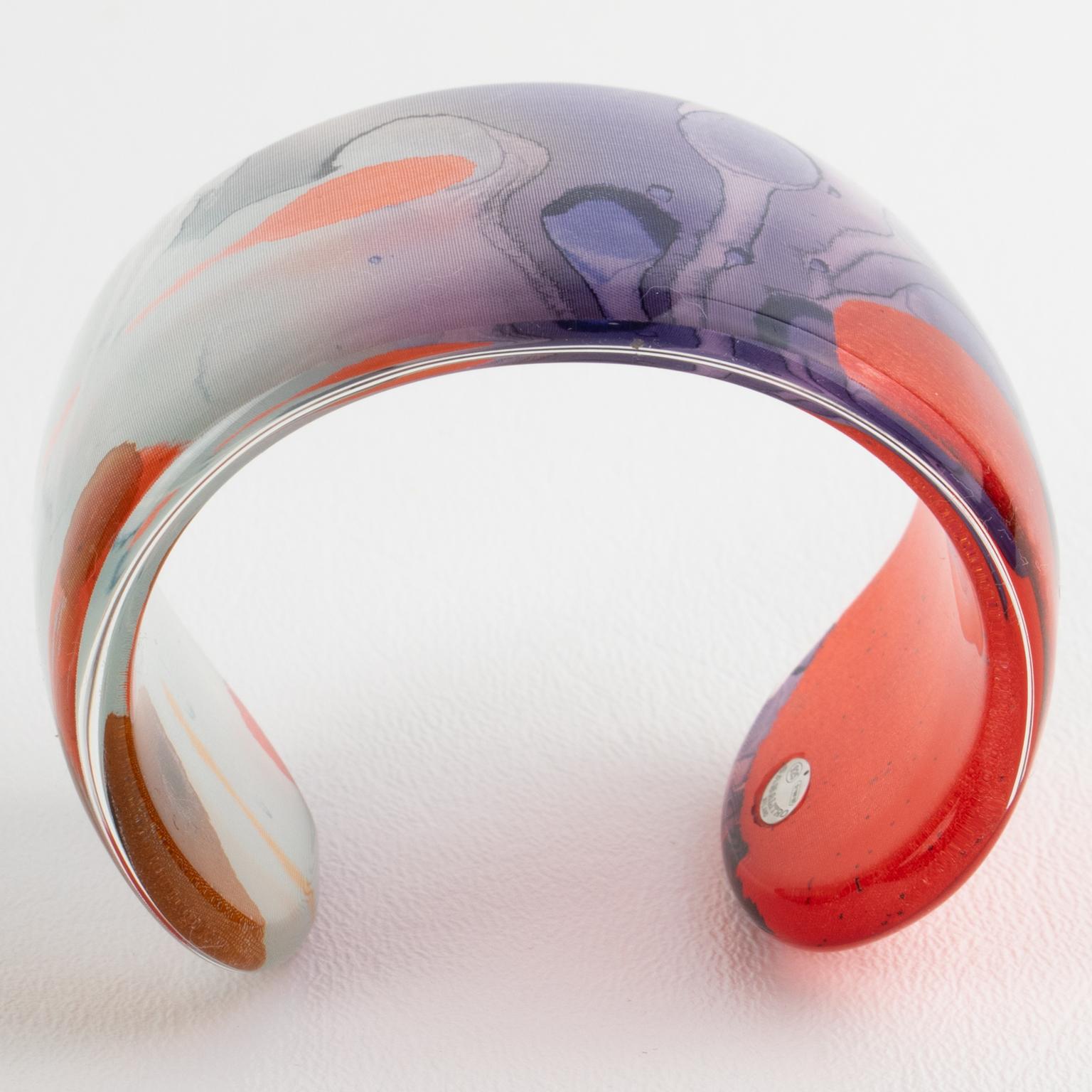 Bracciale Bangle in resina acrilica Sanalitro Milano con sciarpa di seta multicolore in vendita 5