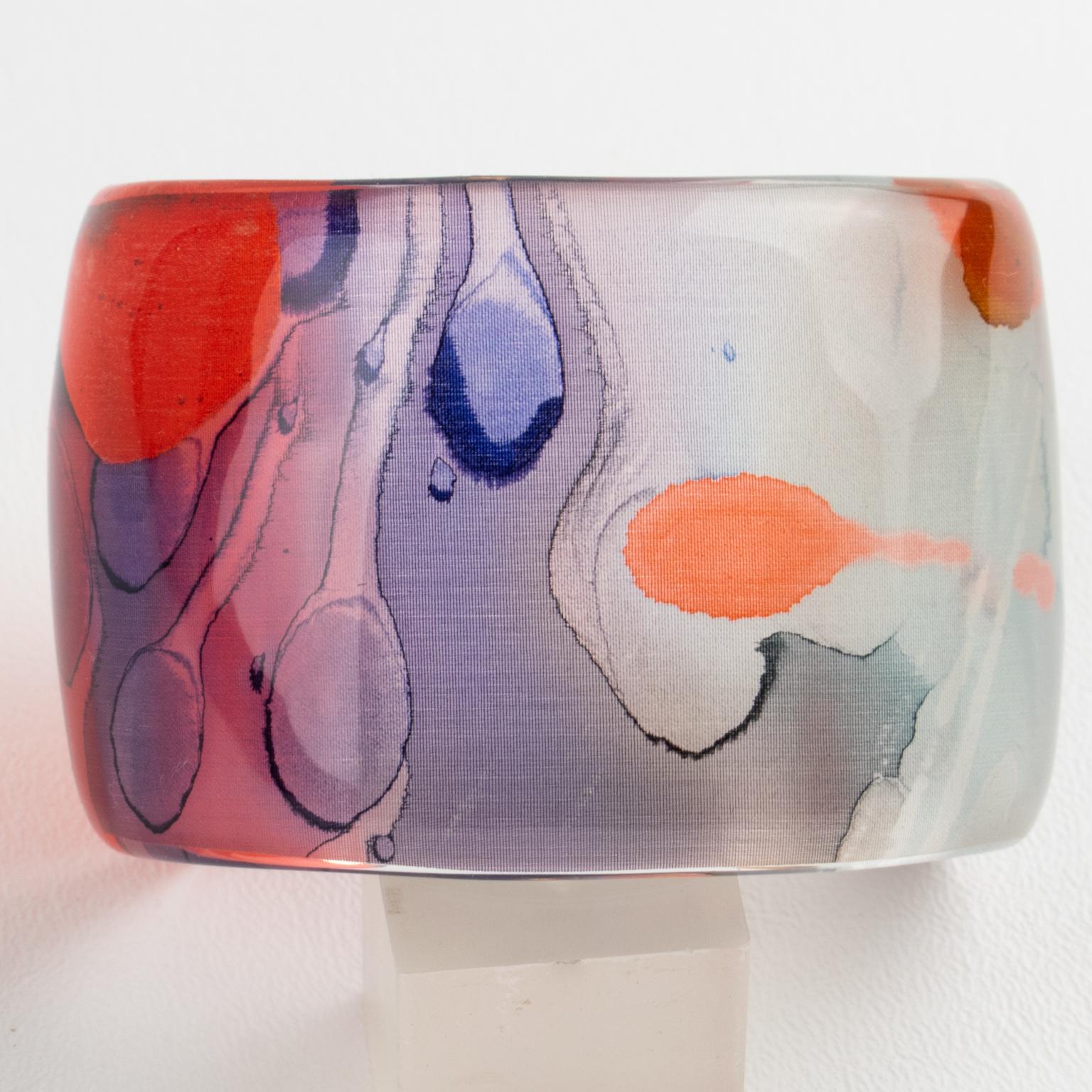Bracciale Bangle in resina acrilica Sanalitro Milano con sciarpa di seta multicolore in vendita 6