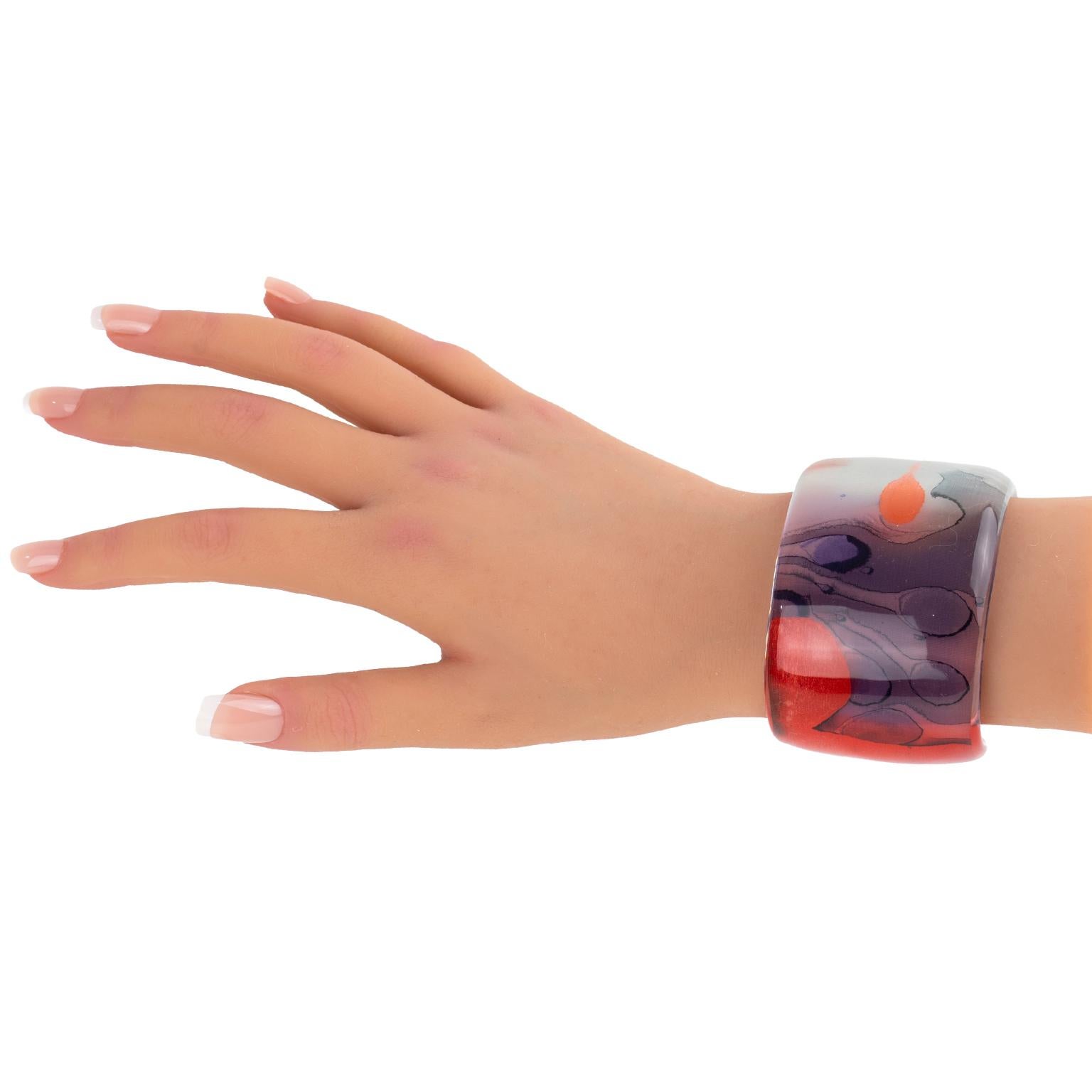 Bracciale Bangle in resina acrilica Sanalitro Milano con sciarpa di seta multicolore in vendita 8