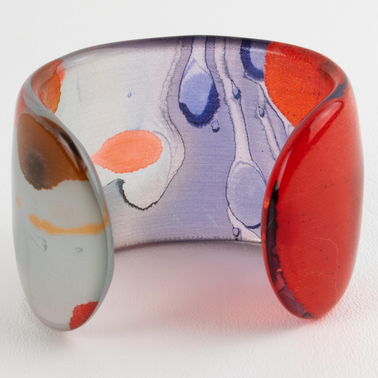 da uomo o donna Bracciale Bangle in resina acrilica Sanalitro Milano con sciarpa di seta multicolore in vendita