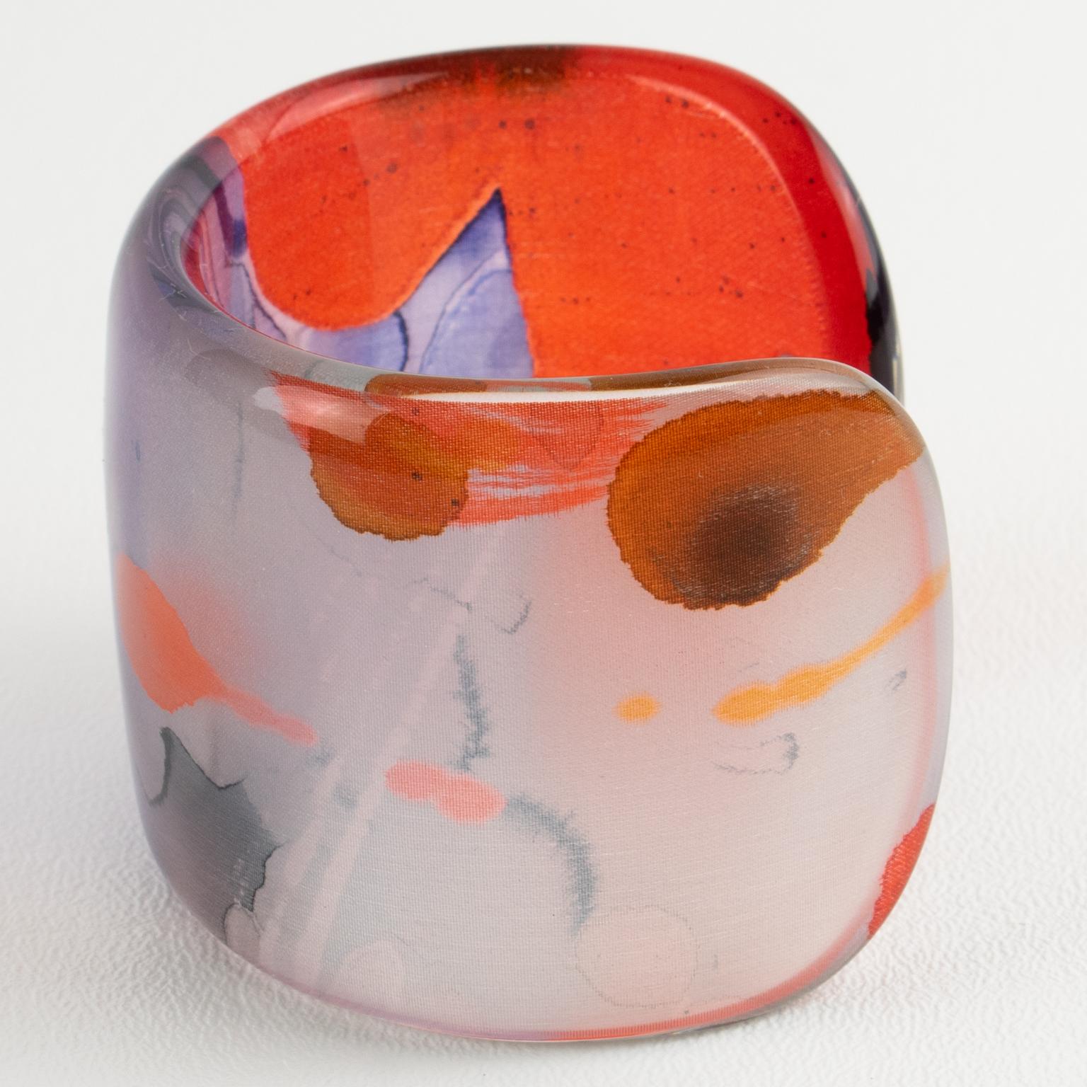 Bracciale Bangle in resina acrilica Sanalitro Milano con sciarpa di seta multicolore in vendita 1