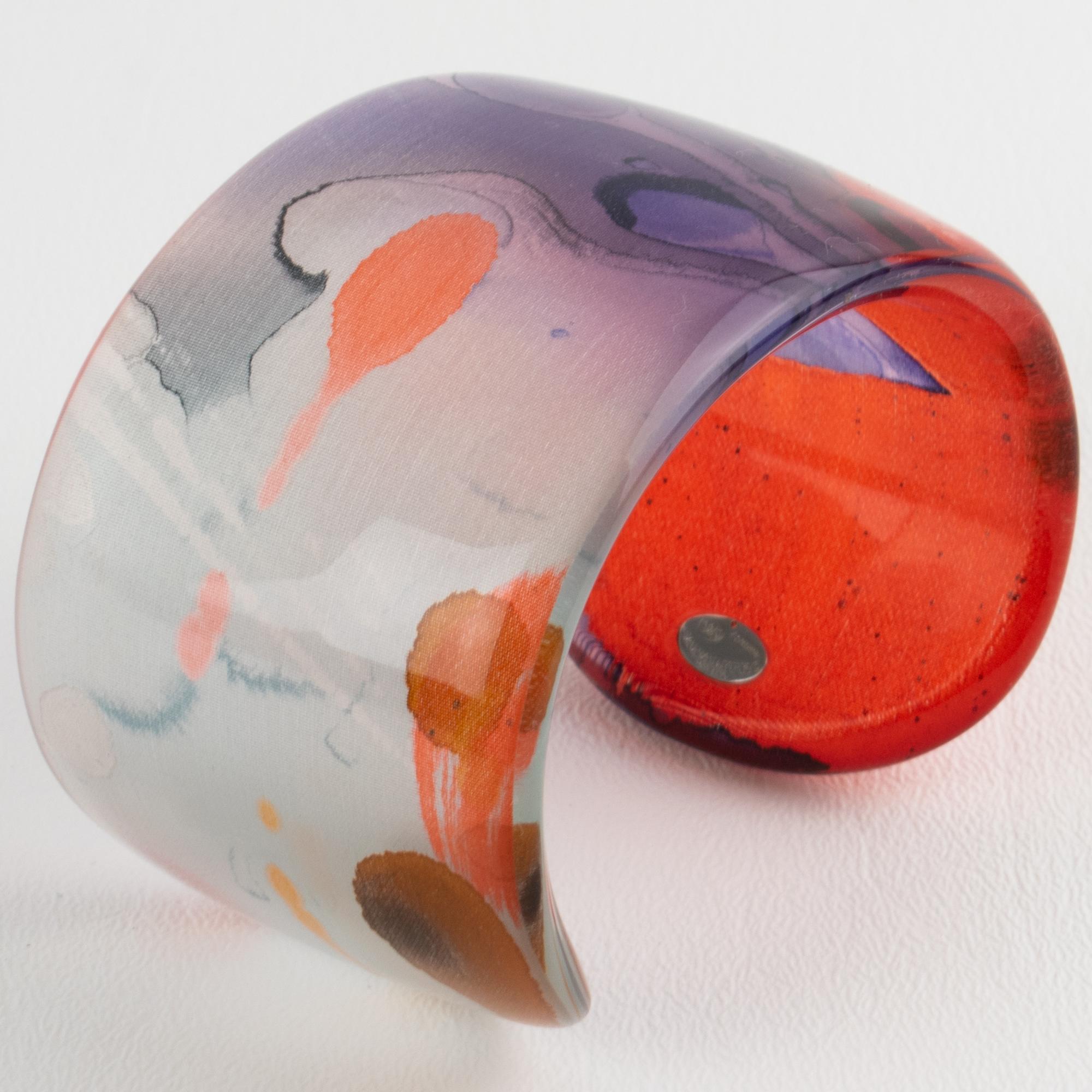 Bracciale Bangle in resina acrilica Sanalitro Milano con sciarpa di seta multicolore in vendita 3