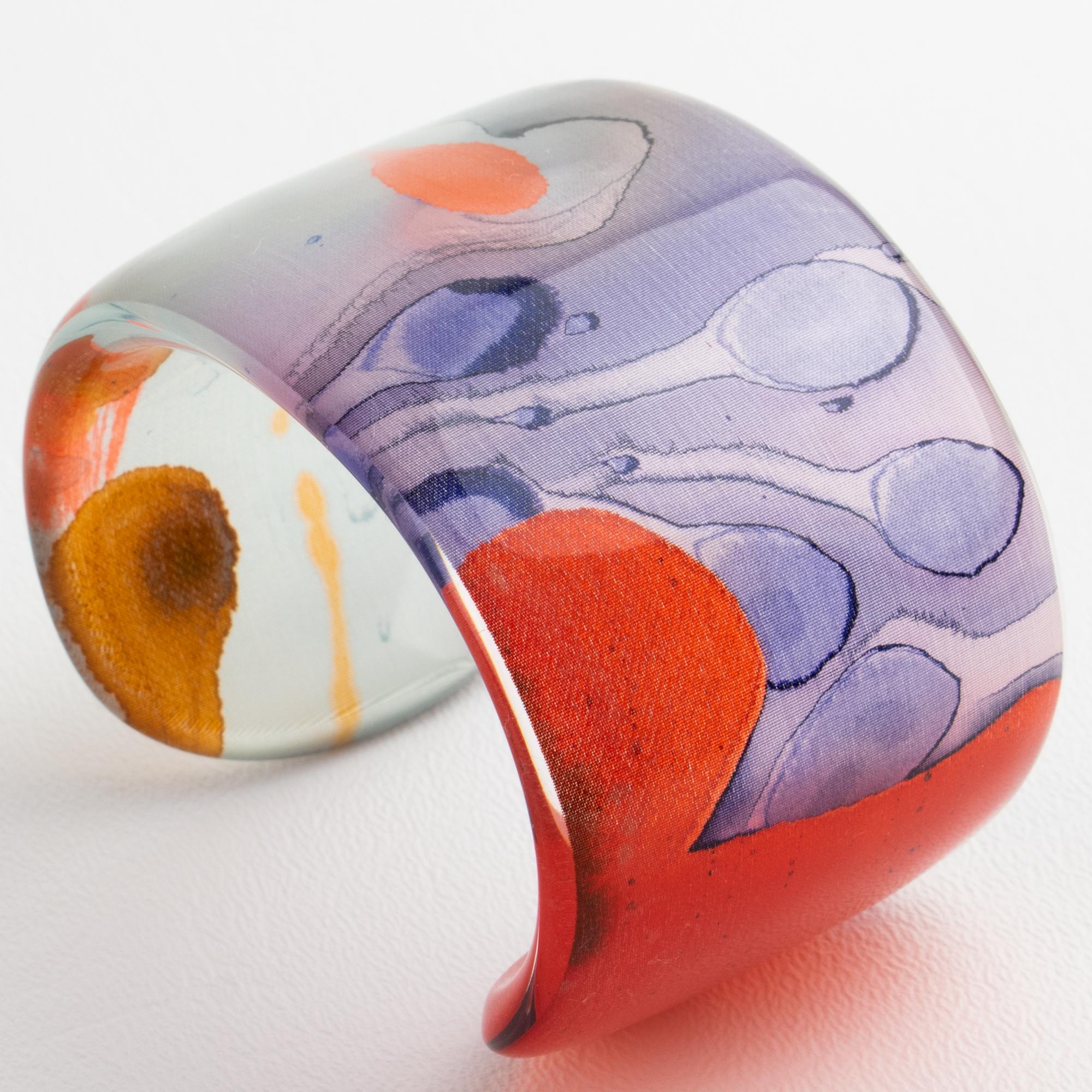 Bracciale Bangle in resina acrilica Sanalitro Milano con sciarpa di seta multicolore in vendita 4