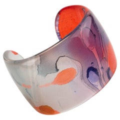 Bracciale Bangle in resina acrilica Sanalitro Milano con sciarpa di seta multicolore