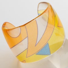 Sanalitro Milano Acrylic Resin Cuff Bangle Bracelet with Pastel Silk Scarf