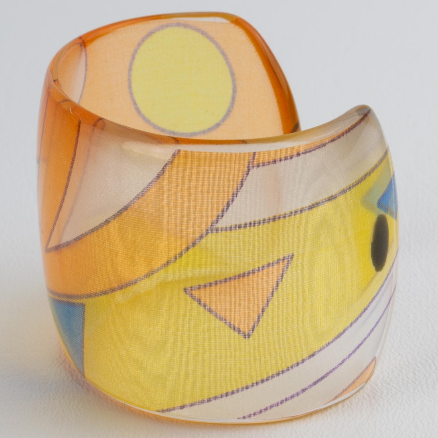 da uomo o donna Bracciale Bangle in resina acrilica Sanalitro Milano con sciarpa di seta pastello in vendita