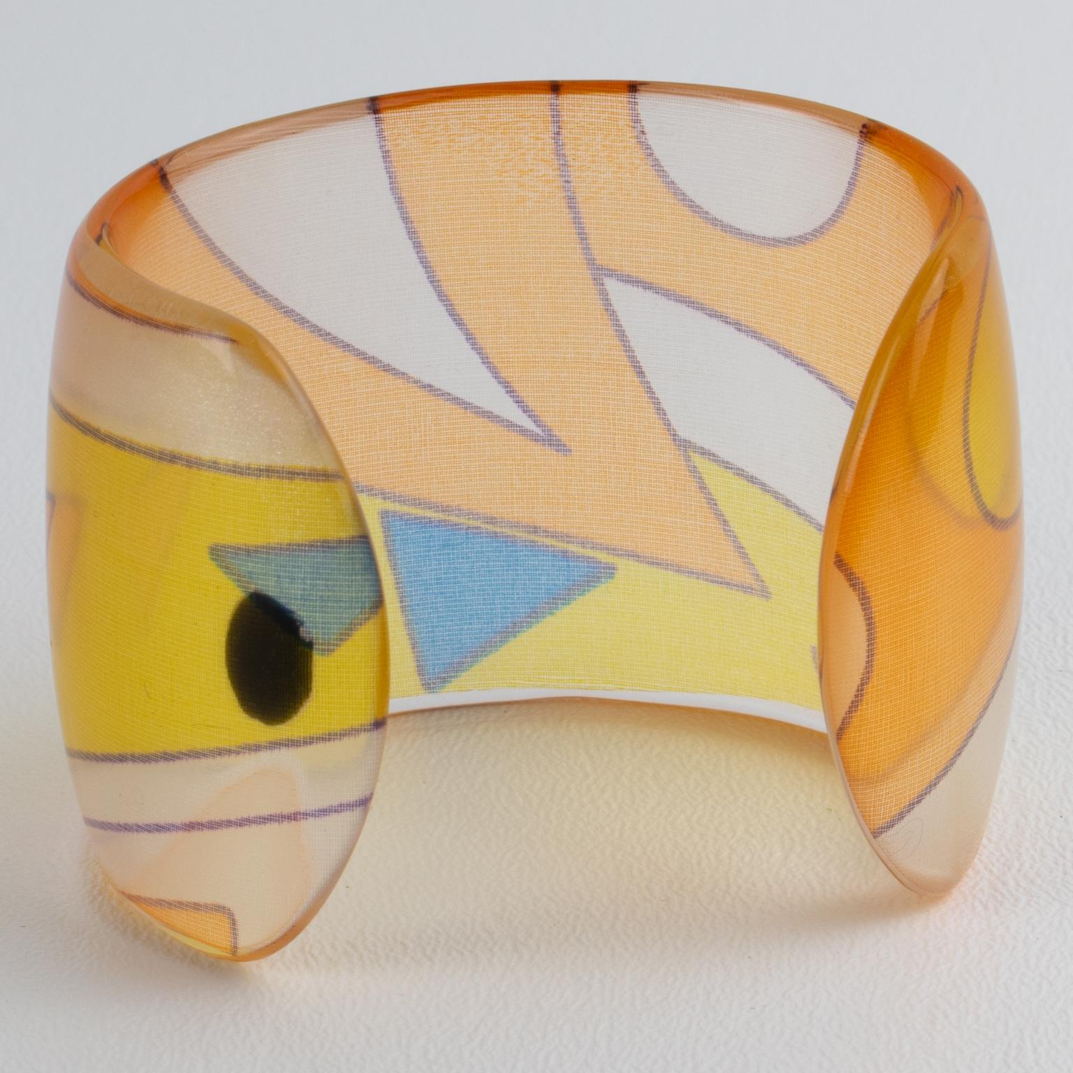 Bracciale Bangle in resina acrilica Sanalitro Milano con sciarpa di seta pastello in vendita 1